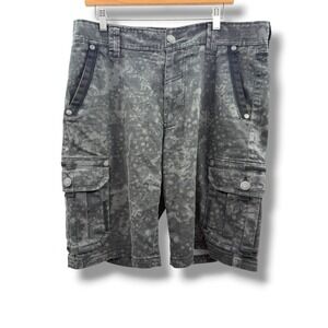 Affliction‎ Cargo Shorts Mens 34 Gray Acid Wash Camo Y2K Grunge Streetwear